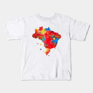 Brazil Map Watercolor Painting Kids T-Shirt